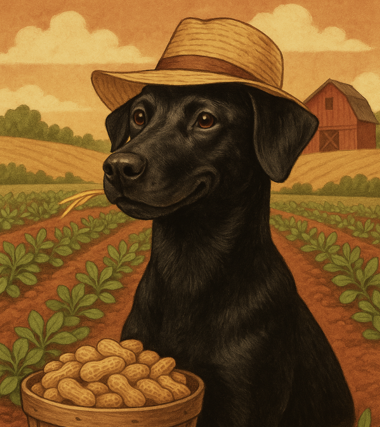 Bean inspecting her peanut crop with intensity